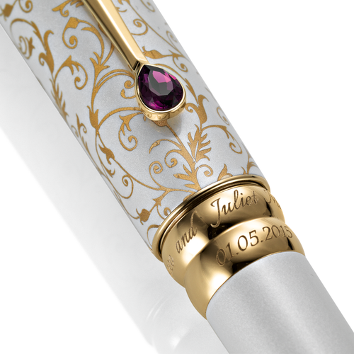 Load image 1 in gallery view. Wedding Pen Legacy Edition with rings engraved with names and wedding date.