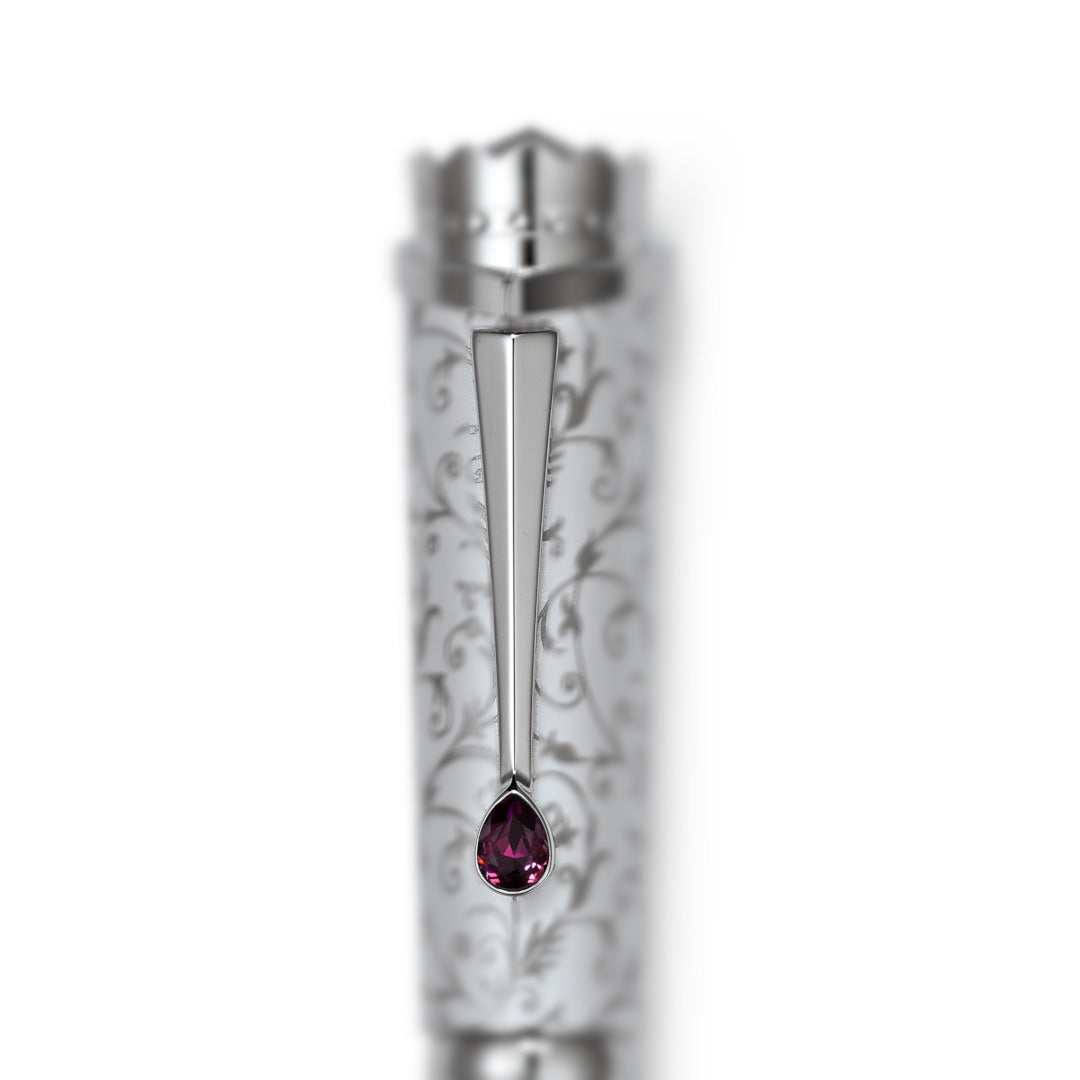 Purple teardrop crystal detail on the Wedding Pen Prestige Edition.